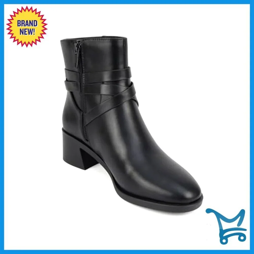 Women's Round Toe Ankle Boots with Side Zipper Block Heel